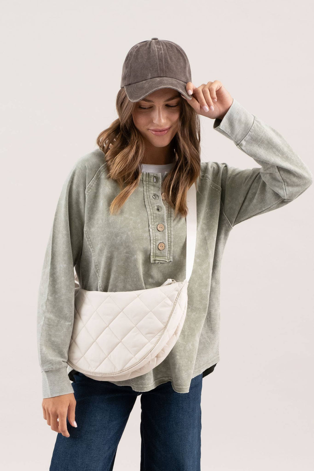 Women's Long Sleeve - WASHED HENLEY RAGLAN LONG SLEEVE KNIT TOP - - Cultured Cloths Apparel