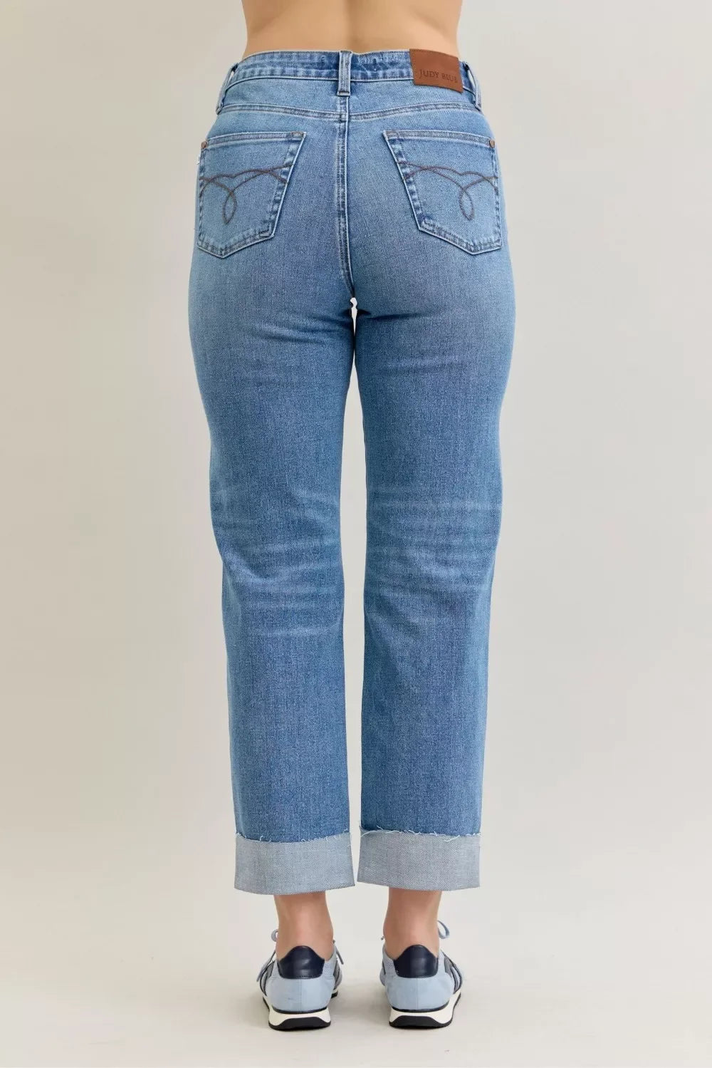 Denim - Judy Blue High Waist Bf Criss-cross Mild Destroy Jeans with Single Cuff - - Cultured Cloths Apparel