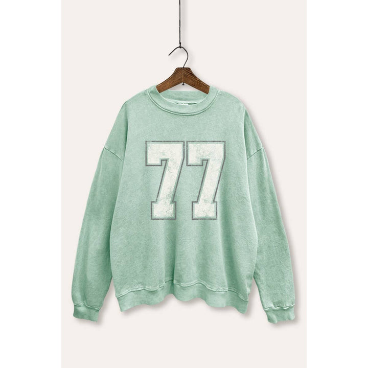 Number 77 Graphic Mineral Wash Sweatshirt
