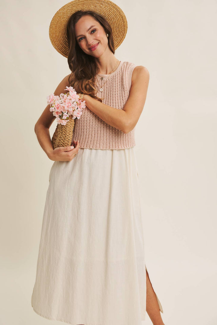 TRUE CUSTOMER FAVORITE CHUNKY SWEATER TWOFER MIDI DRESS