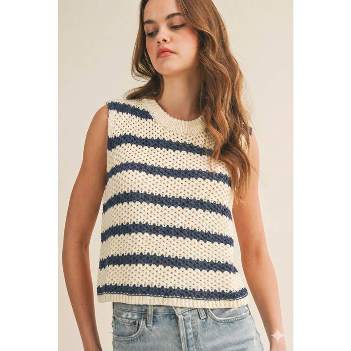 Waffle Weave Daydream Stripe Knit Vest