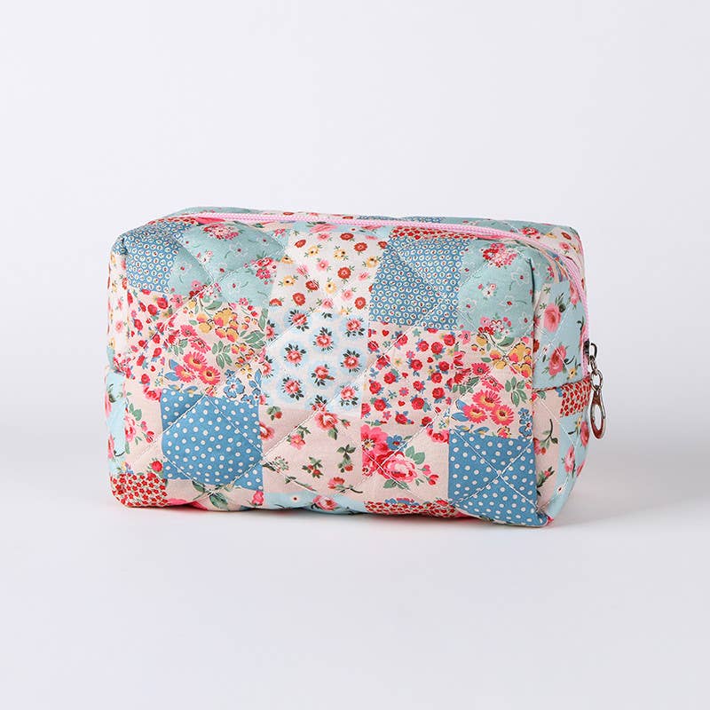 FLORAL TOILE PATTERN MAKEUP COSMETIC POUCH BAG