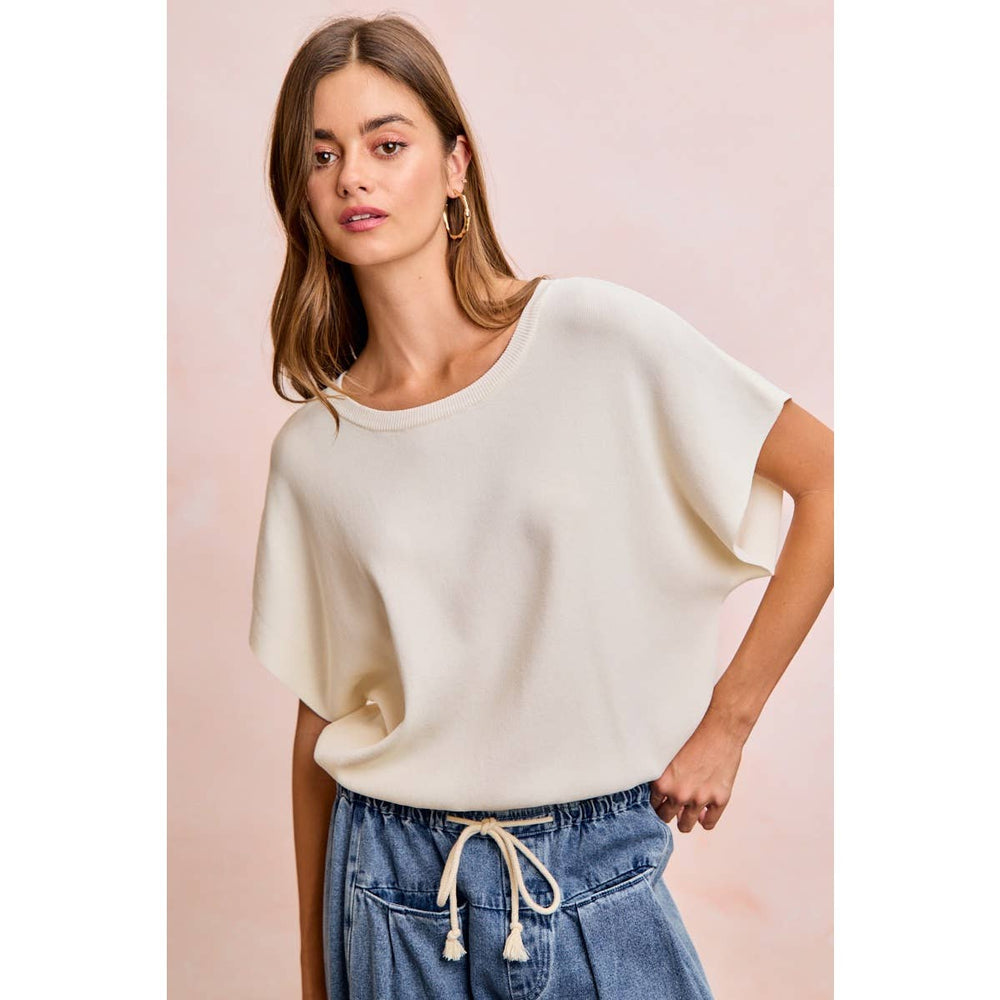 Women's Short Sleeve - SHORT DOLMAN SLEEVES LIGHTWEIGHT SOFT KNIT TOP - - Cultured Cloths Apparel
