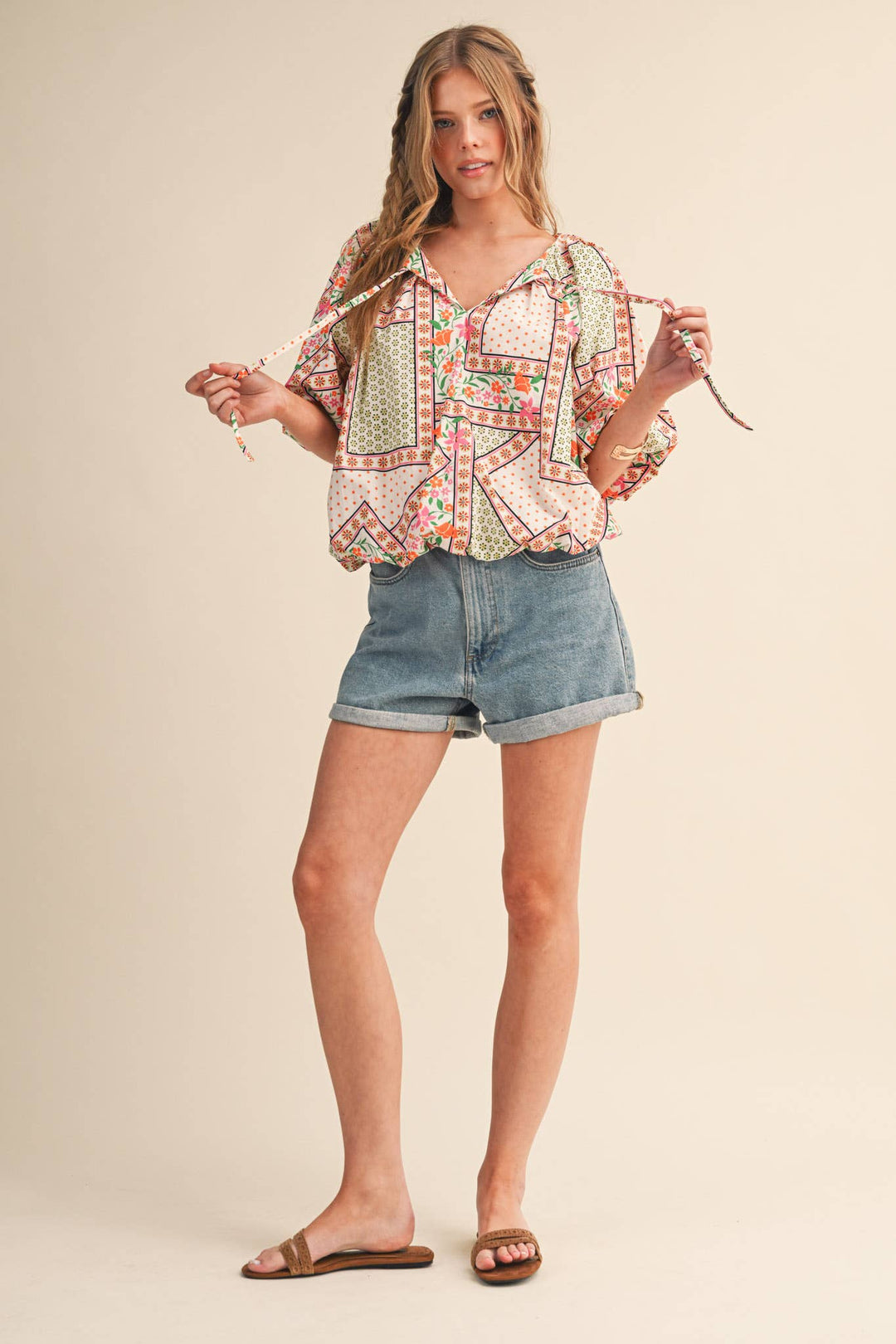 - FLORAL PRINT BUBBLE TOP - - Cultured Cloths Apparel