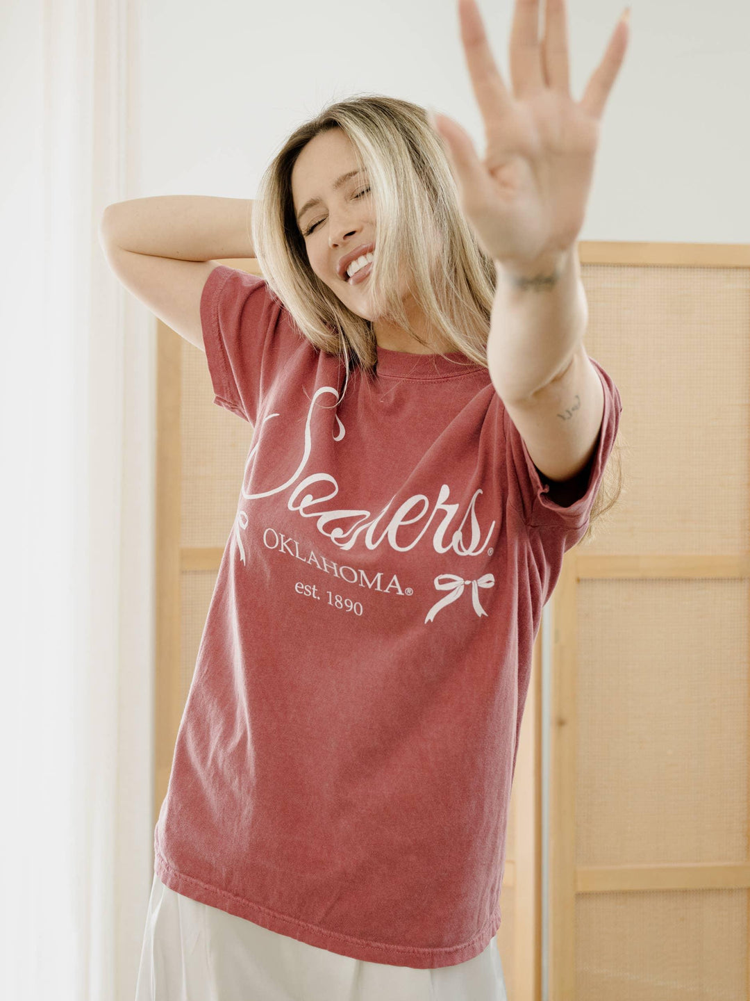 Graphic T-Shirts - OU Sooners Established Bows Crimson Comfort Colors Tee - - Cultured Cloths Apparel