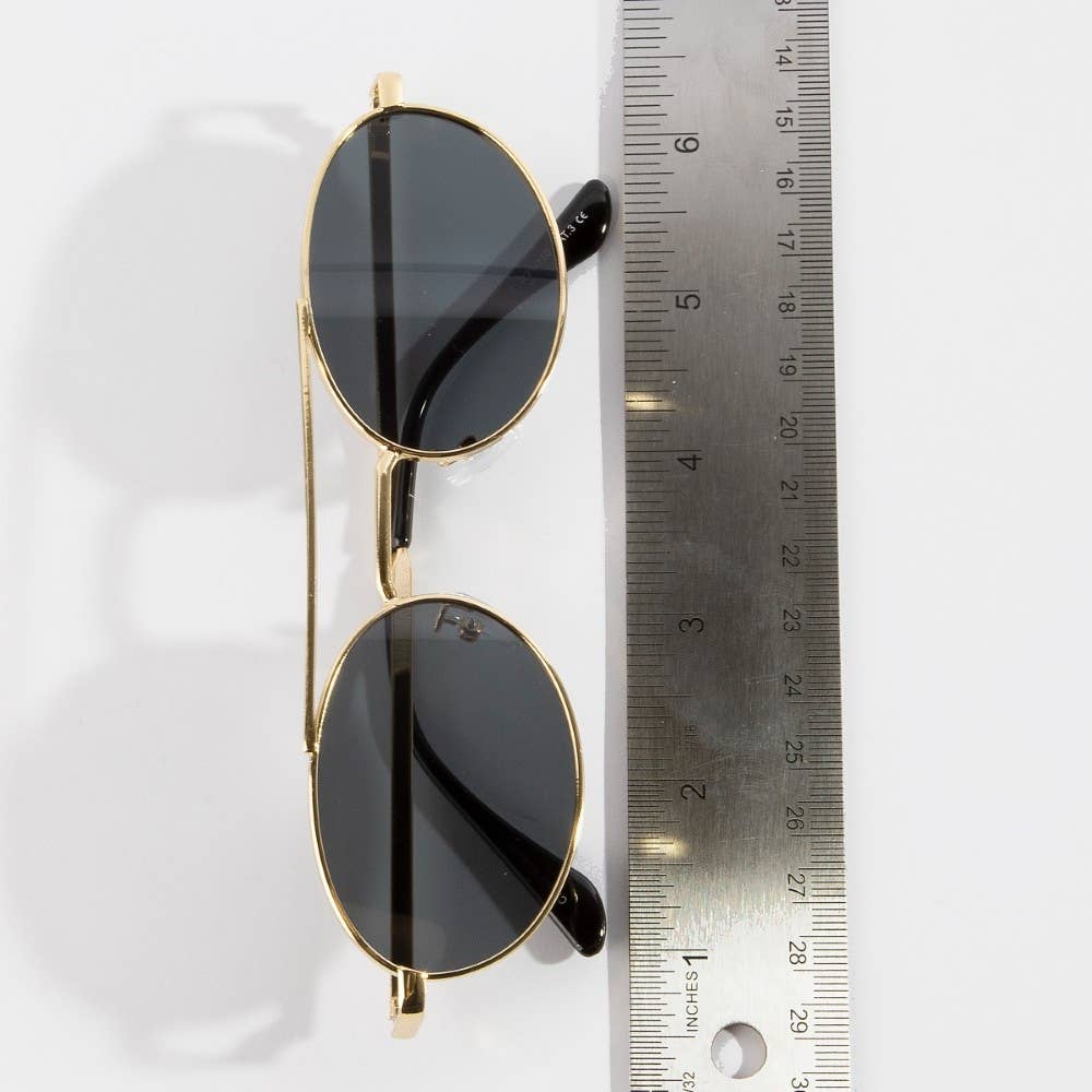 Slim Oval Double Bridge Metal Frame Sunglasses