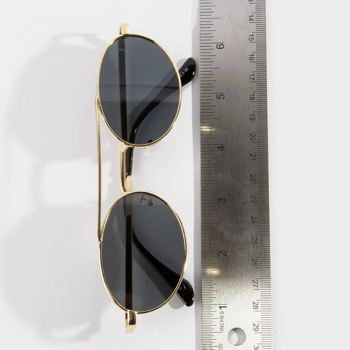 Slim Oval Double Bridge Metal Frame Sunglasses