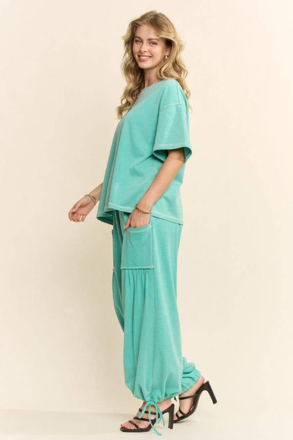 WASHED SHORT SLEEVE AND BALLOON PANTS SET