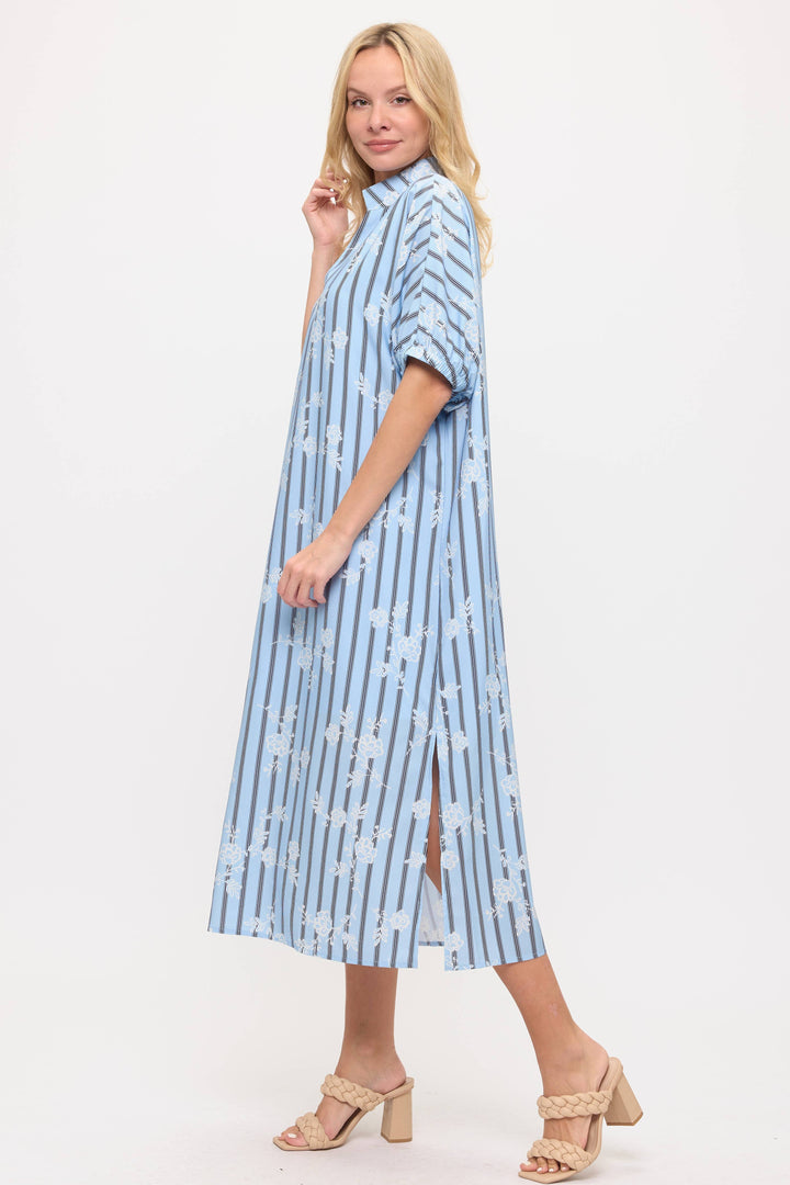 Striped and Floral Maxi Dress