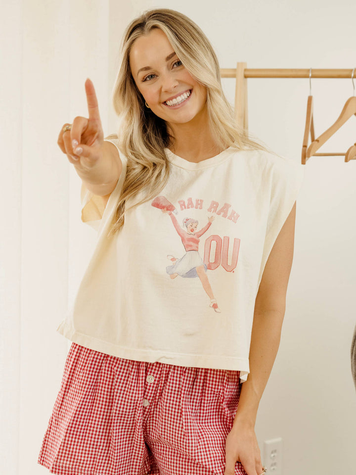 OU Oklahoma Sooners Rah Rah Off White Tank
