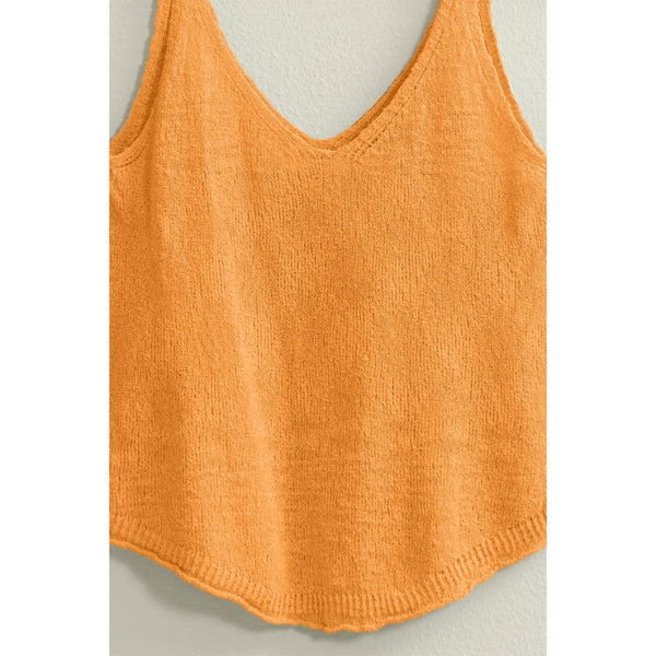 Women's Sleeveless - Try Your Luck V Neck Sleeveless Top - Orange - Cultured Cloths Apparel