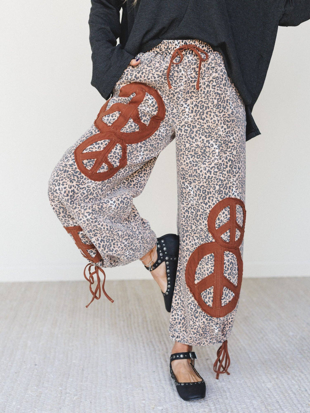 - Laurel Lee Patchwork Pants - Taupe Leopard - XL - Cultured Cloths Apparel