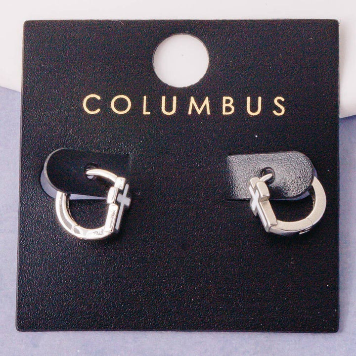 Accessories, Earrings - Gold Dipped Enamel Cross Huggie Hoop Earrings - - Cultured Cloths Apparel