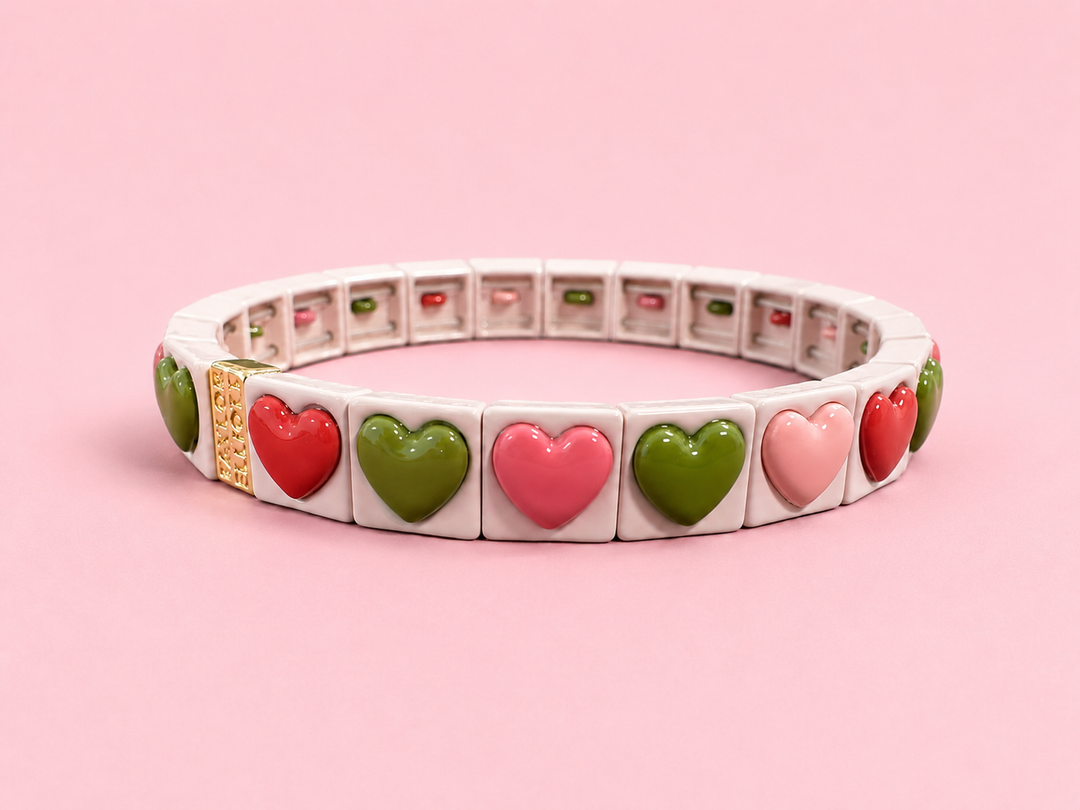 Enamel Stretch Bracelet - Earth Tone Colors