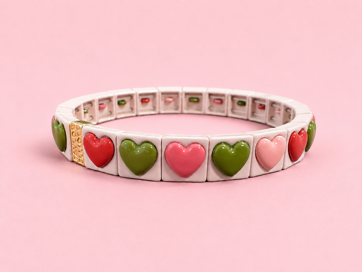 Enamel Stretch Bracelet - Earth Tone Colors