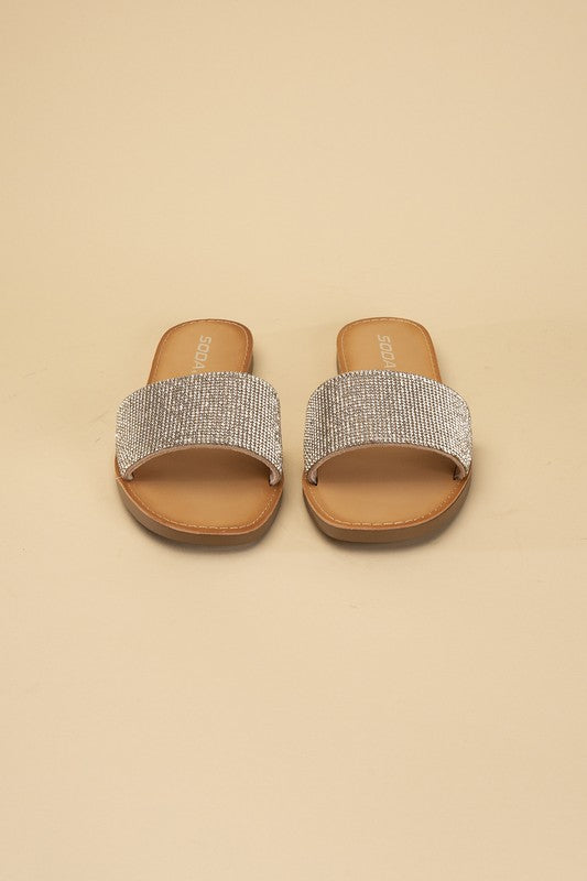 Shoes - JUSTICE-S Rhinestone Slides -  - Cultured Cloths Apparel