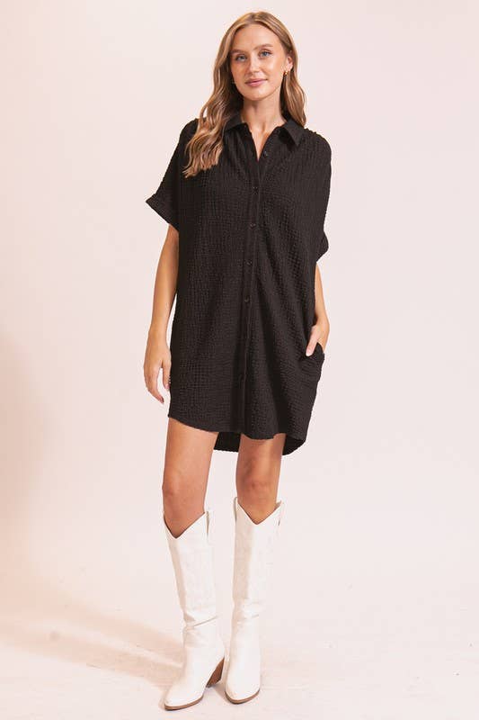 Dresses - Boho Gal Textured T Shirt Dress - - Cultured Cloths Apparel