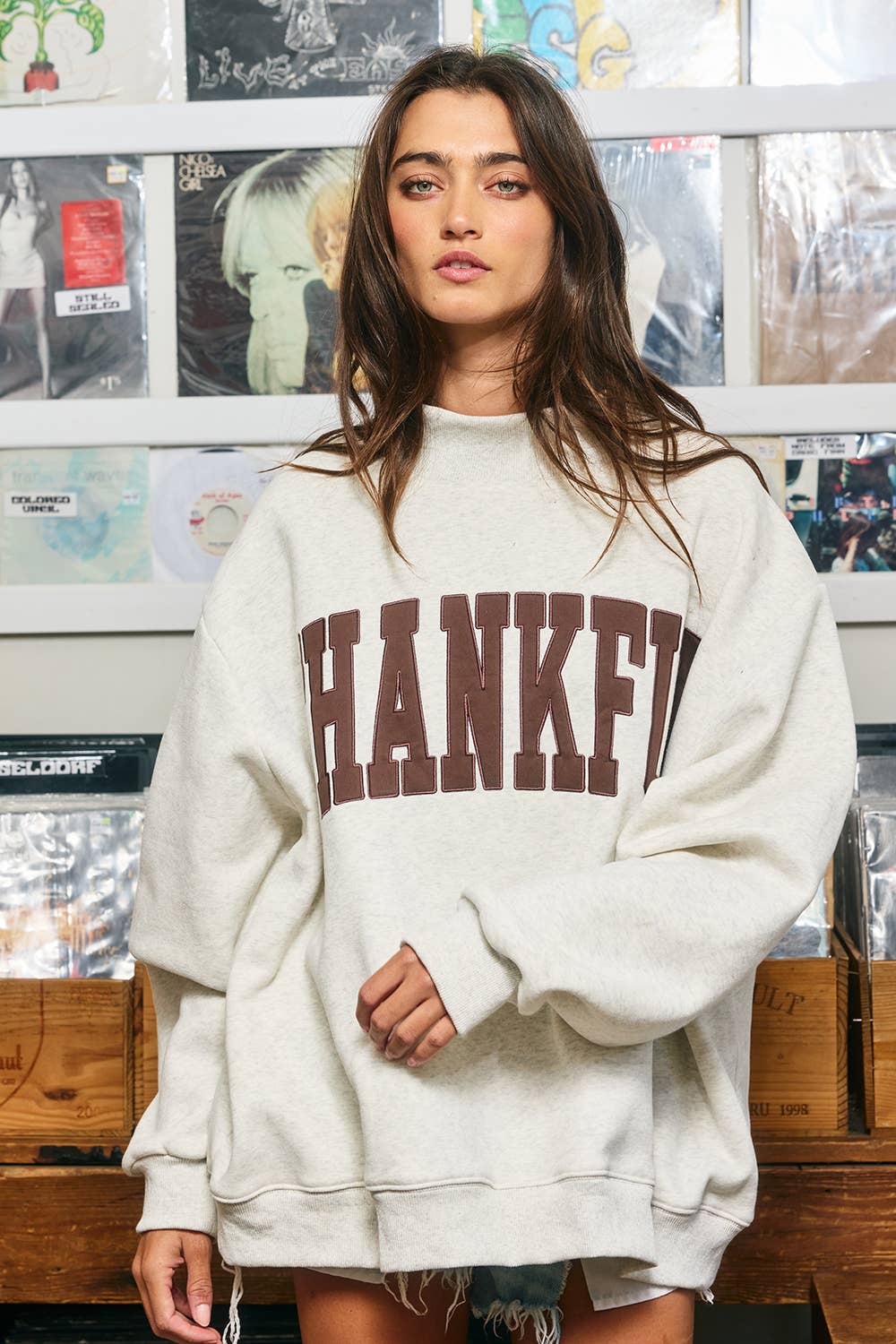 Sweaters & Outerwear - THANKFUL | Mock Neck Sweatshirt - - Cultured Cloths Apparel