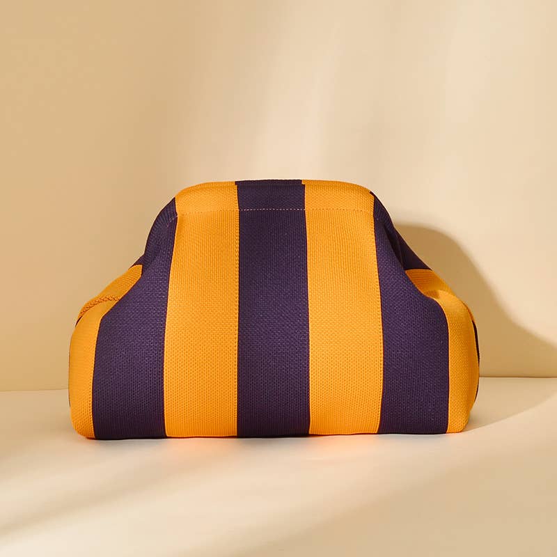 Compact Urban Chic Stripe Design Clutch Bag Makeup Pouch