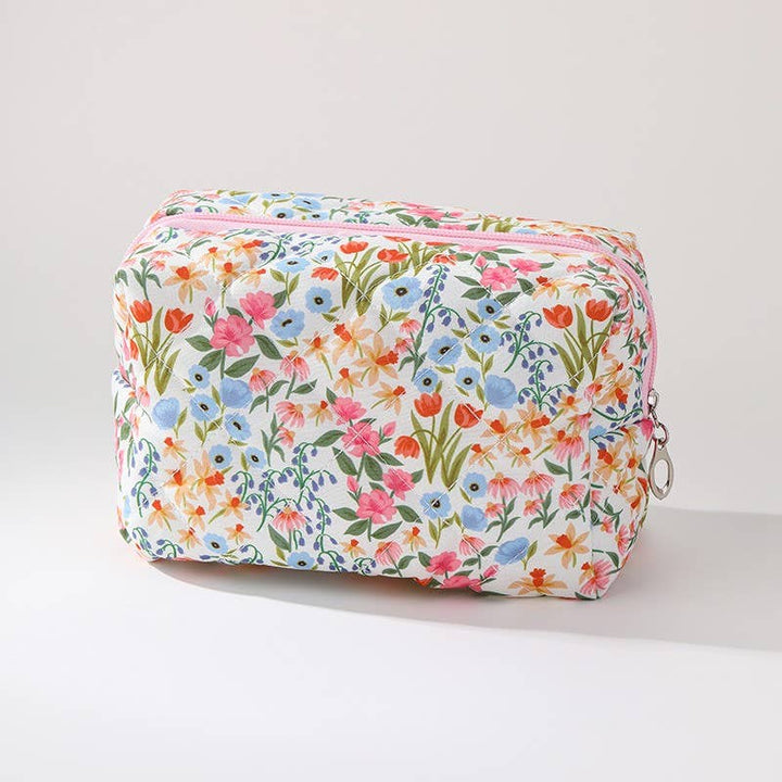 FLORAL TOILE PATTERN MAKEUP COSMETIC POUCH BAG