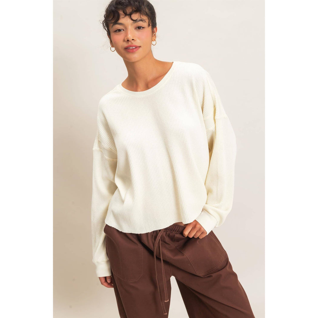 Mineral Wash Waffle Open Back Top