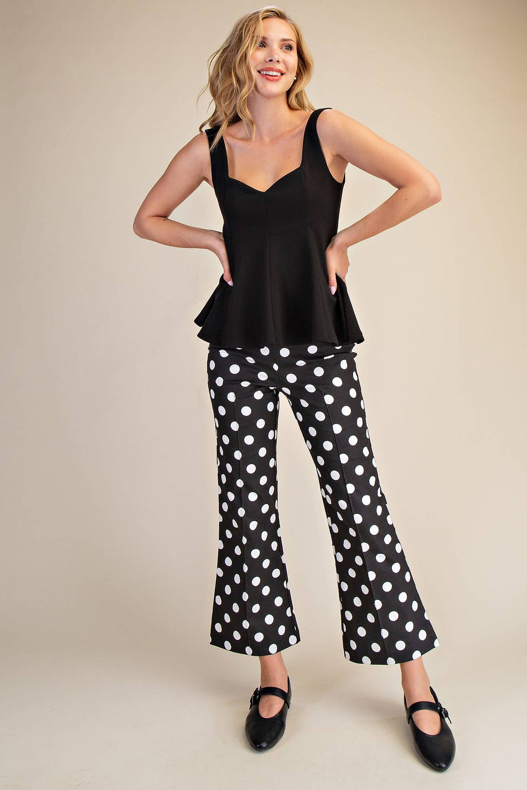 Pants - Flare Crop Dot Pants - - Cultured Cloths Apparel