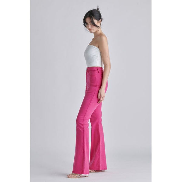 Denim - Cello High Rise Super Flare with Clean Hem Pink -  - Cultured Cloths Apparel