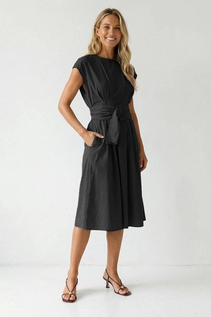 Buckle Detail Midi Dress