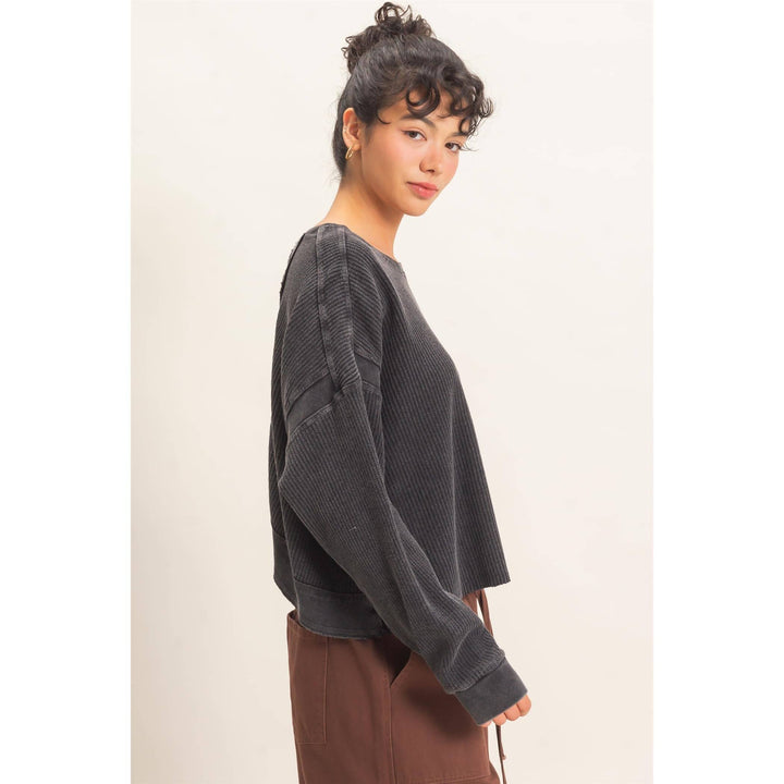 Mineral Wash Waffle Open Back Top