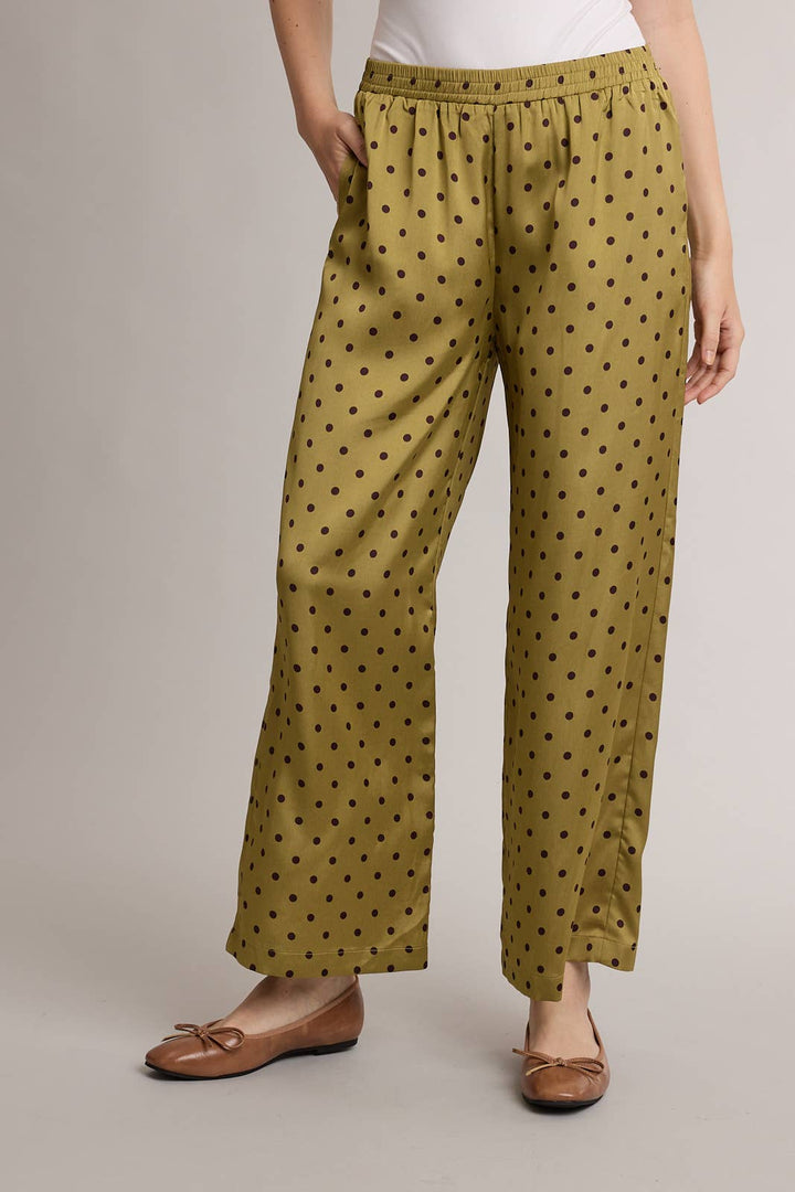 SATIN POLKA DOT WIDE LEG PANTS