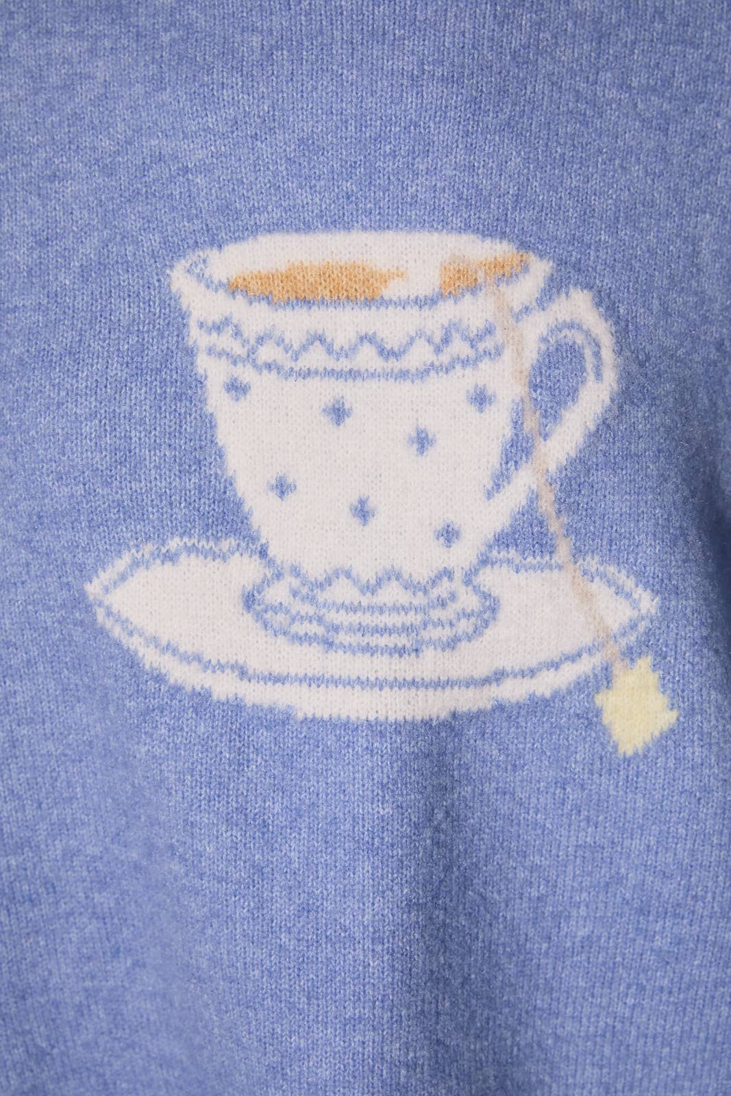 Teacup Graphic Oversized Crew Neck Knit Sweater