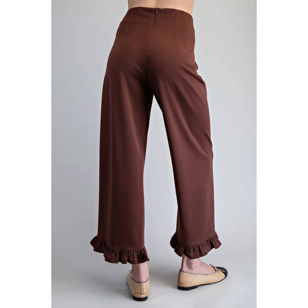 Pants - Straight Leg Ruffled Hem Pants - - Cultured Cloths Apparel