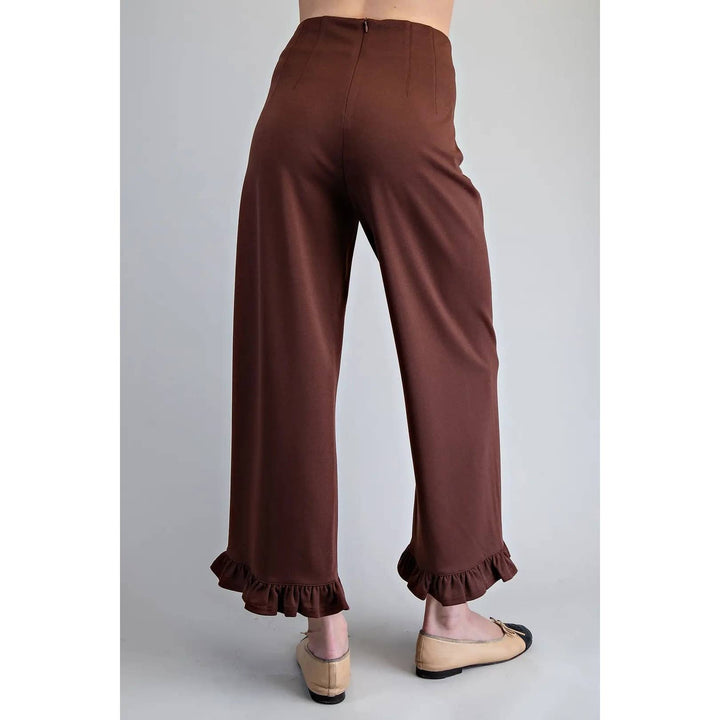 Pants - Straight Leg Ruffled Hem Pants - - Cultured Cloths Apparel