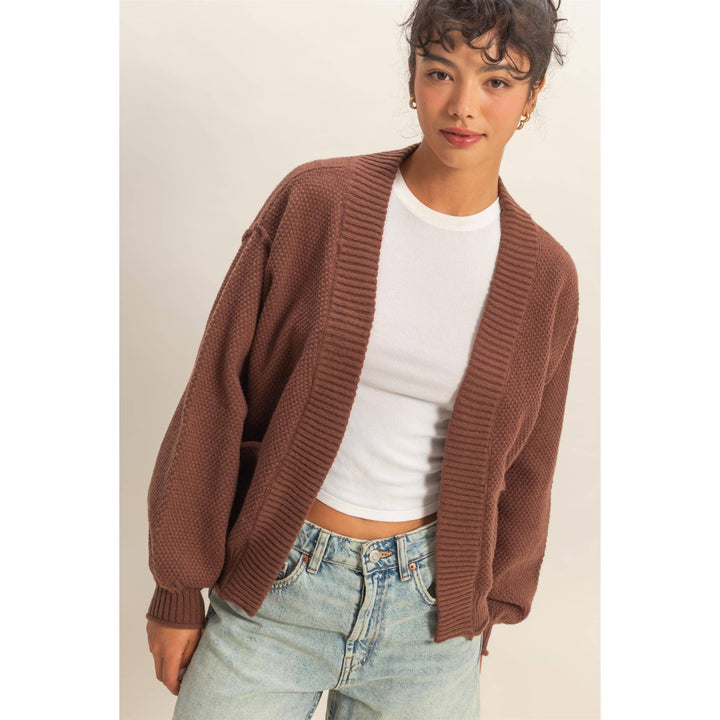 Outerwear - Oversized Textued Knit Cardigan Sweater - - Cultured Cloths Apparel
