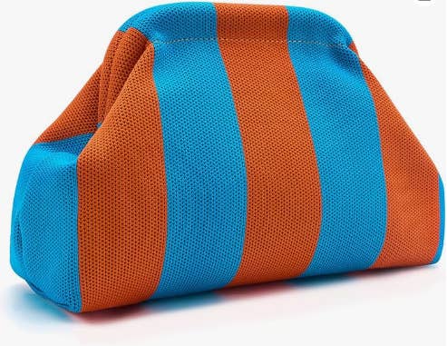 Compact Urban Chic Stripe Design Clutch Bag Makeup Pouch