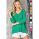 Women's 3/4 Sleeve - CREW NECK KNIT SWEATER - KELLY GREEN - Cultured Cloths Apparel