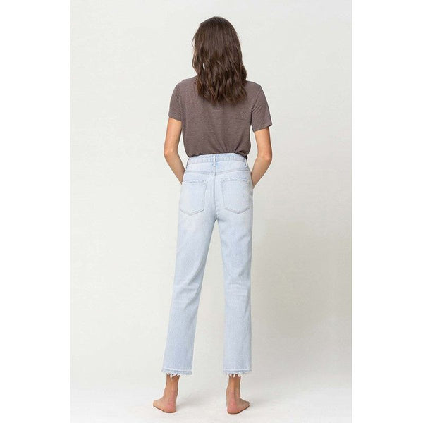 Denim - Super High Rise Distressed Crop Straight Jeans -  - Cultured Cloths Apparel