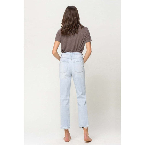 Denim - Super High Rise Distressed Crop Straight Jeans -  - Cultured Cloths Apparel