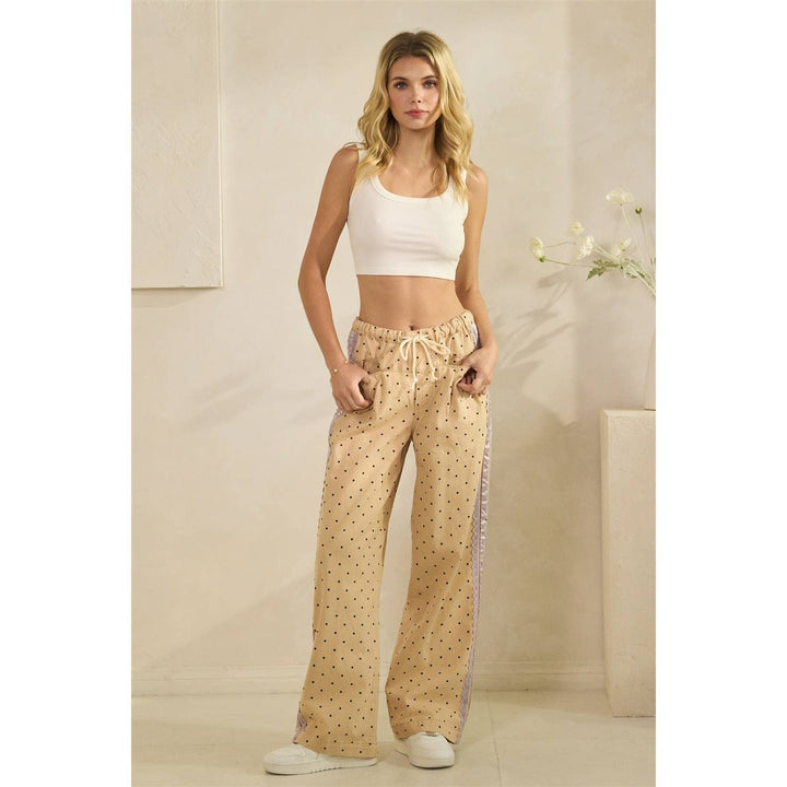 Polka Dot Pants with Satin Contrast Accents