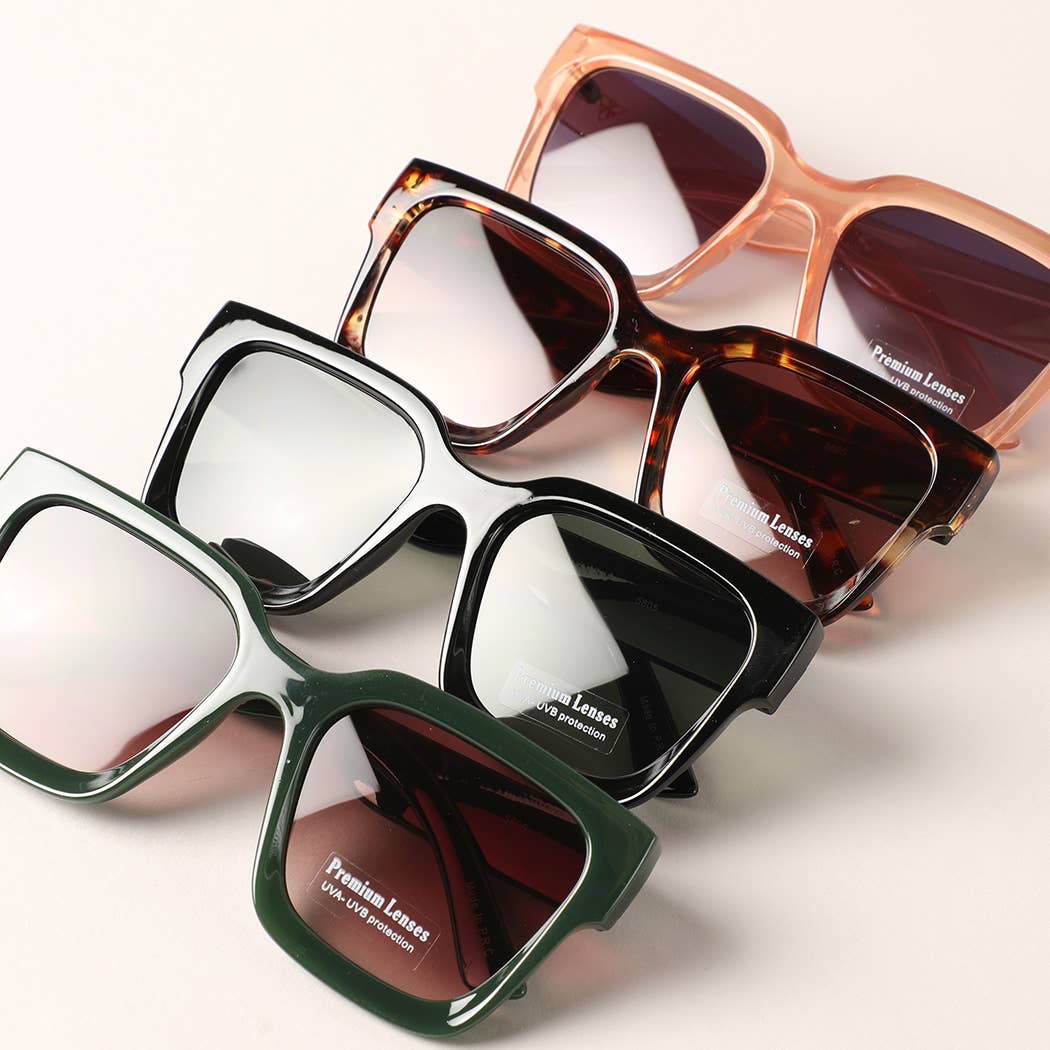 Sunglasses - Oversized Square Shape Chunky Frame Sunglasses - - Cultured Cloths Apparel