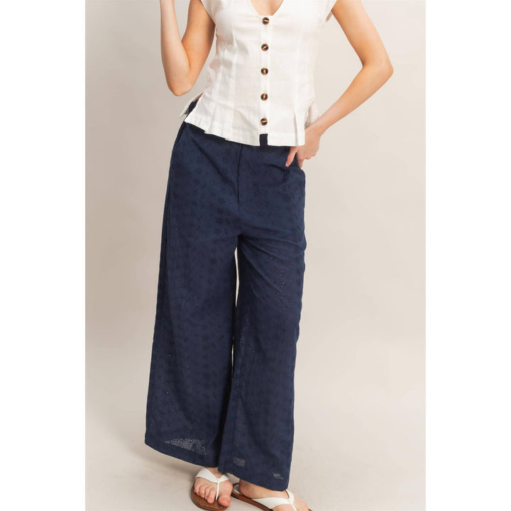 Olive Floral Eyelet Pants