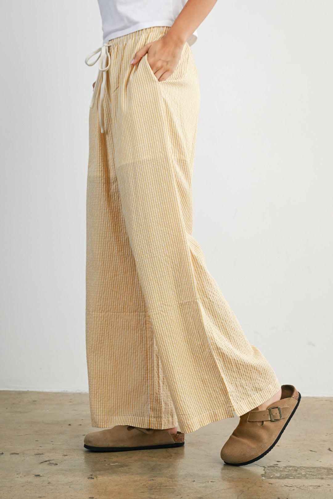 Pants - Drawstring Waist Striped Pants - - Cultured Cloths Apparel