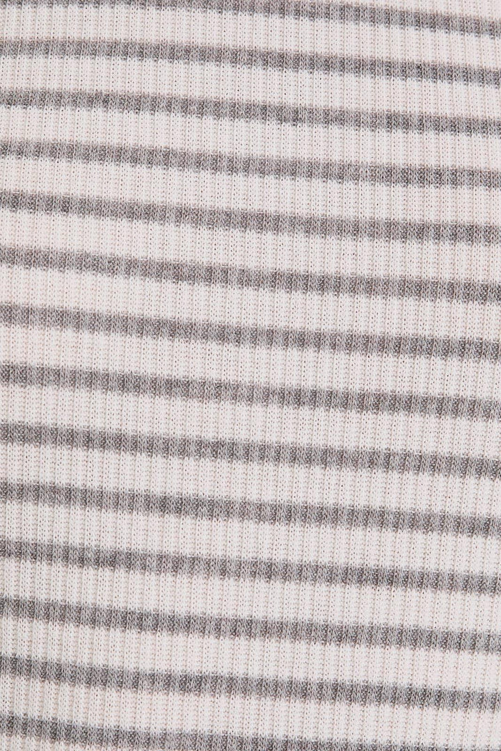 Women's Long Sleeve - ROUND NECK TIE DETAIL LONG SLEEVE STRIPE TOP - - Cultured Cloths Apparel