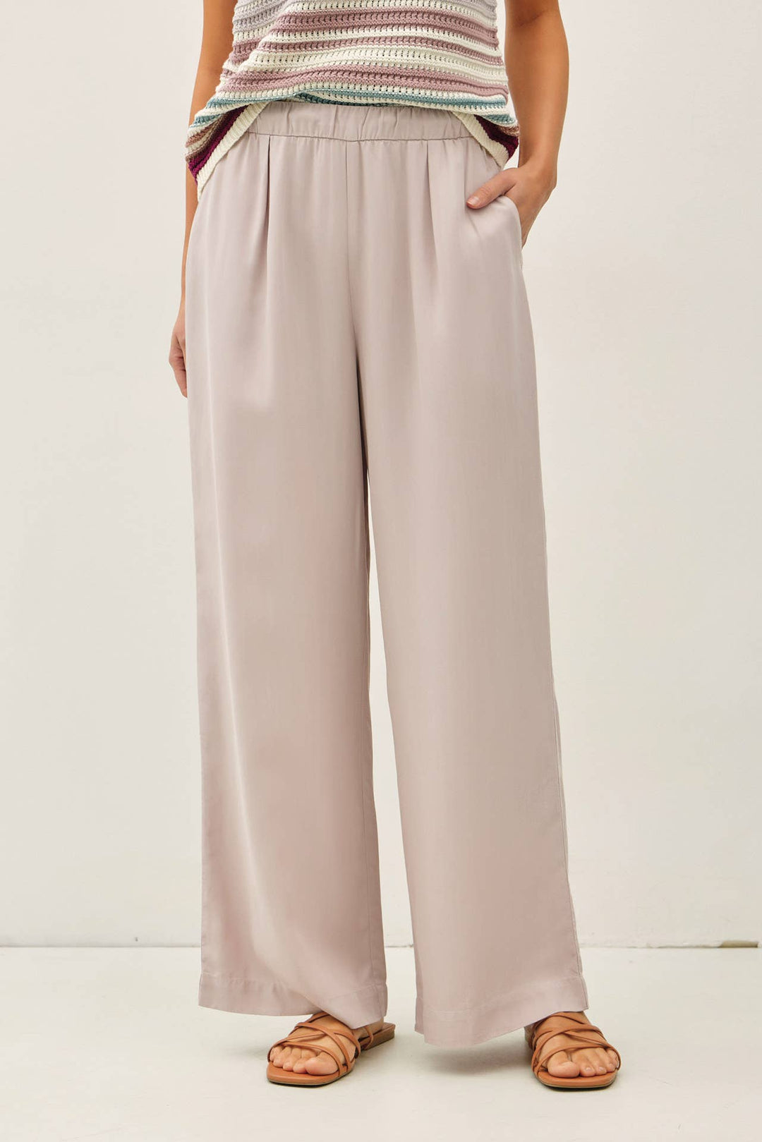 Pants - SAND WASHED FLOWY TENCEL WIDE LEG PANTS - - Cultured Cloths Apparel
