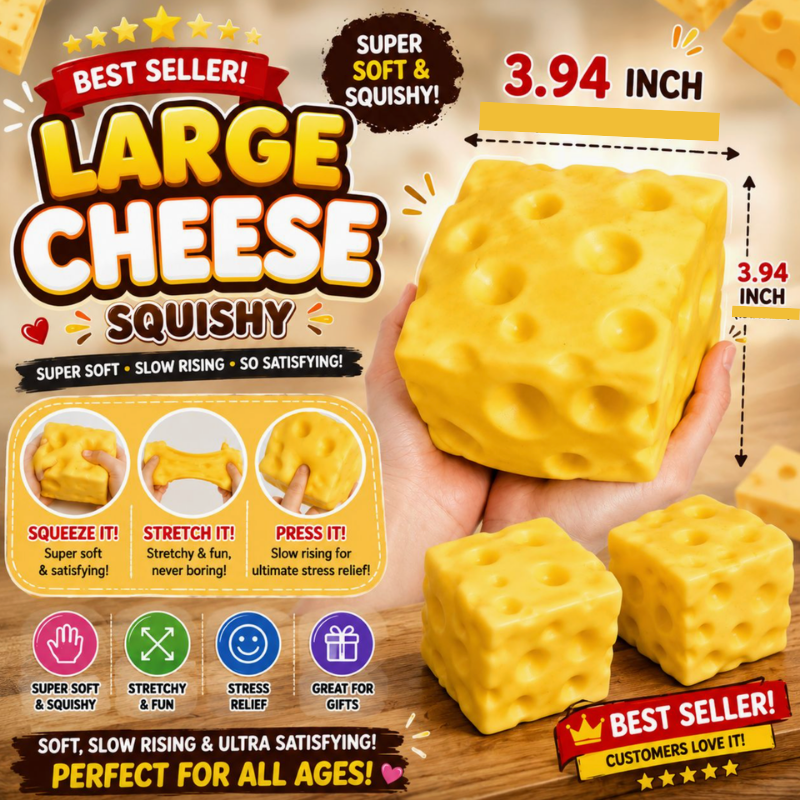 Jumbo Cheese Squishy – Extra Large Slow-Rise Stress Toy