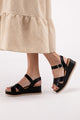 Shoes - Clever-S Cross Strap Wedge Sandals - Black - Cultured Cloths Apparel