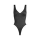 Athleisure - Ribbed V Neck Bodysuit - Black - Cultured Cloths Apparel