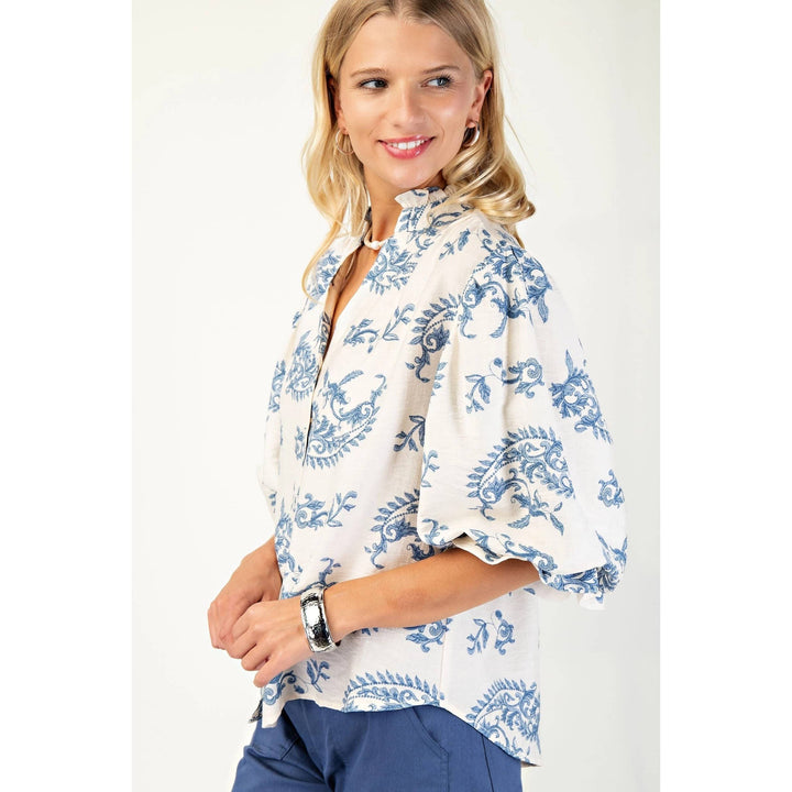 Women's 3/4 Sleeve - Balloon Sleeves Blouse - - Cultured Cloths Apparel