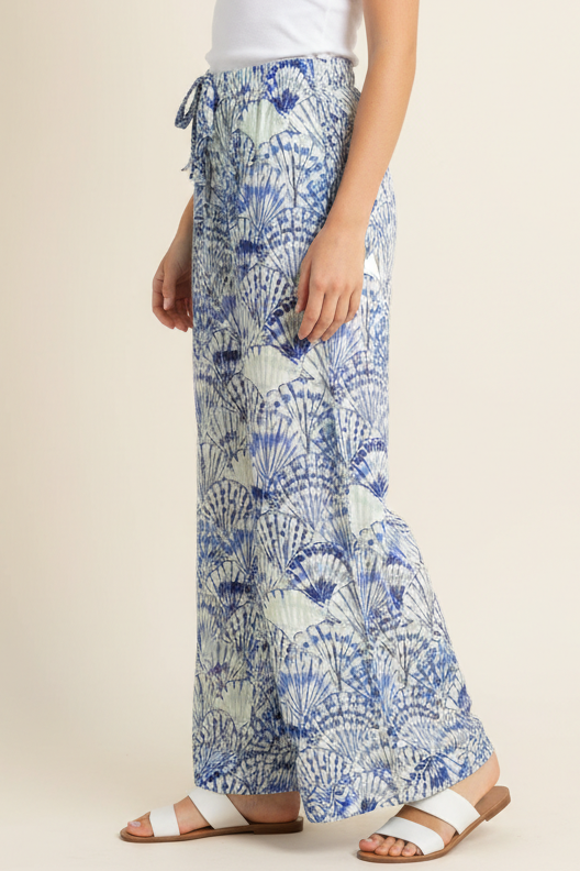 Pants - HIGH-WAISTED WIDE LEG SEASHELL PANTS - - Cultured Cloths Apparel