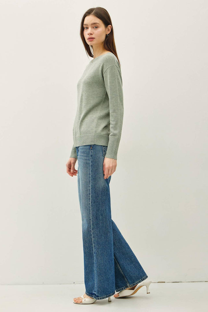 WOOL BLENDED ULTRA SOFT BOAT NECK BASIC SWEATER